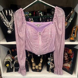 Lavender Sequin Ruched Top
